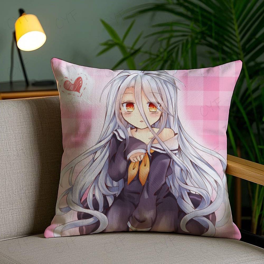 No Game No Life Anime Pillow Case Anti-dustmite Pillowcase Invisible zipper silky short plush Sofa cushion cover