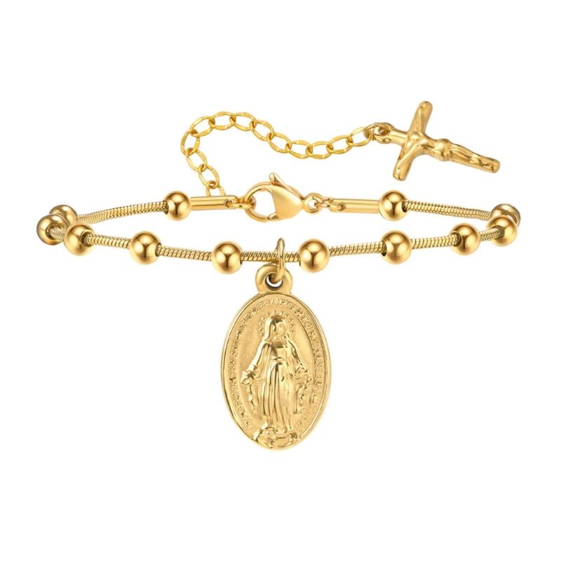 Stylish Rosary Beaded Bracelet Vintage Charm Bracelet Suitable for Women Featuring Vintage Minimalist Snake Chain