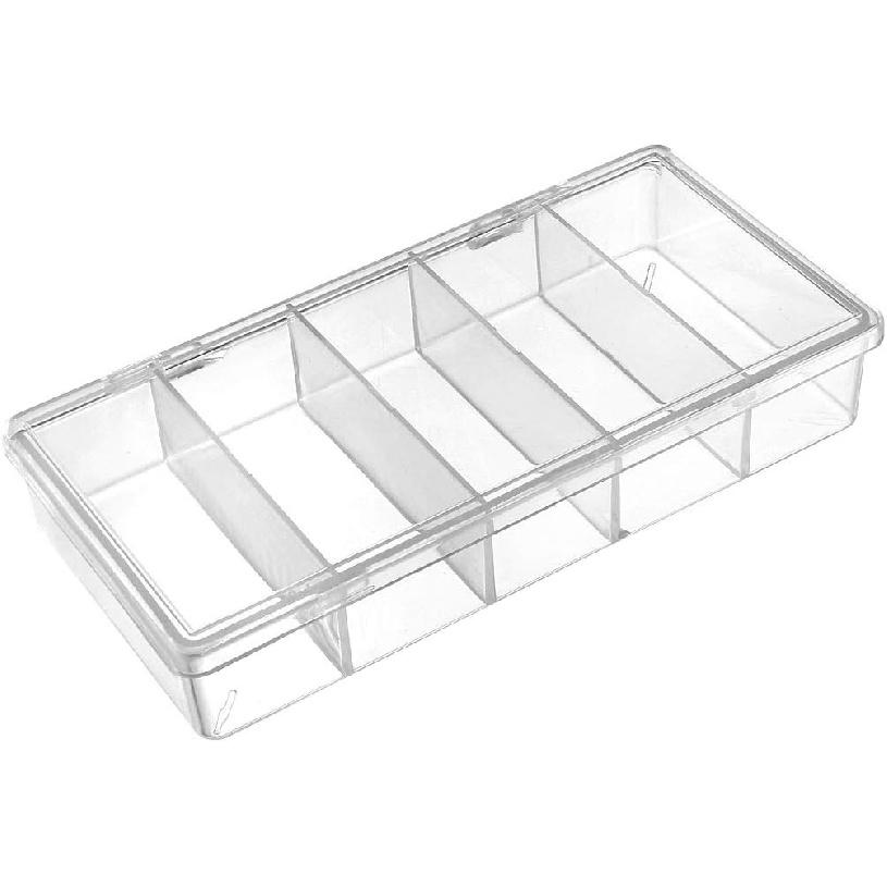 uxcell Component Storage Box - PS Fixed 5 Grids Electronic Component Containers Tool Boxes Clear White 175x85x34mm