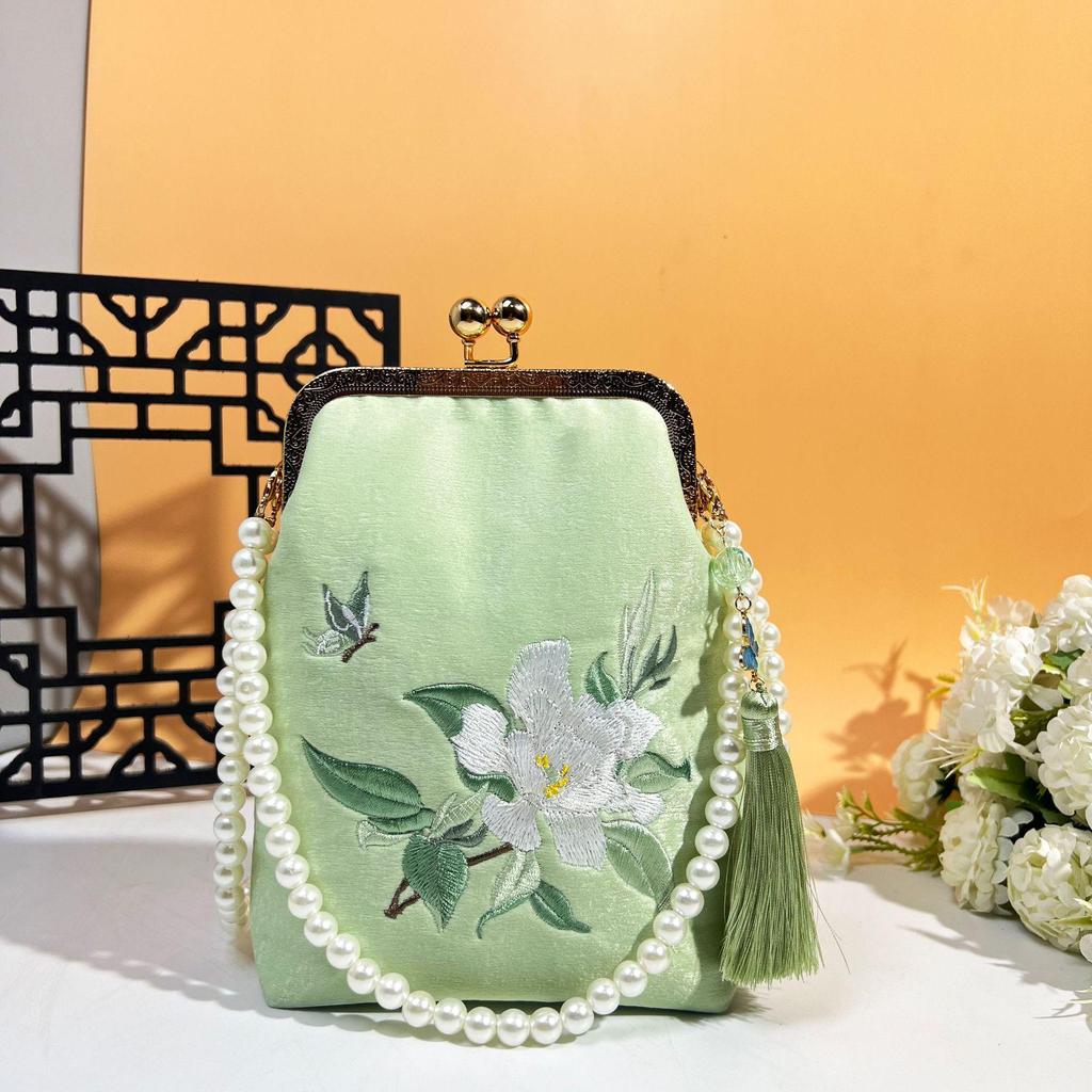 Ancient Style Single Shoulder Crossbody Cheongsam Bag with Embroidery Clasp Handbag