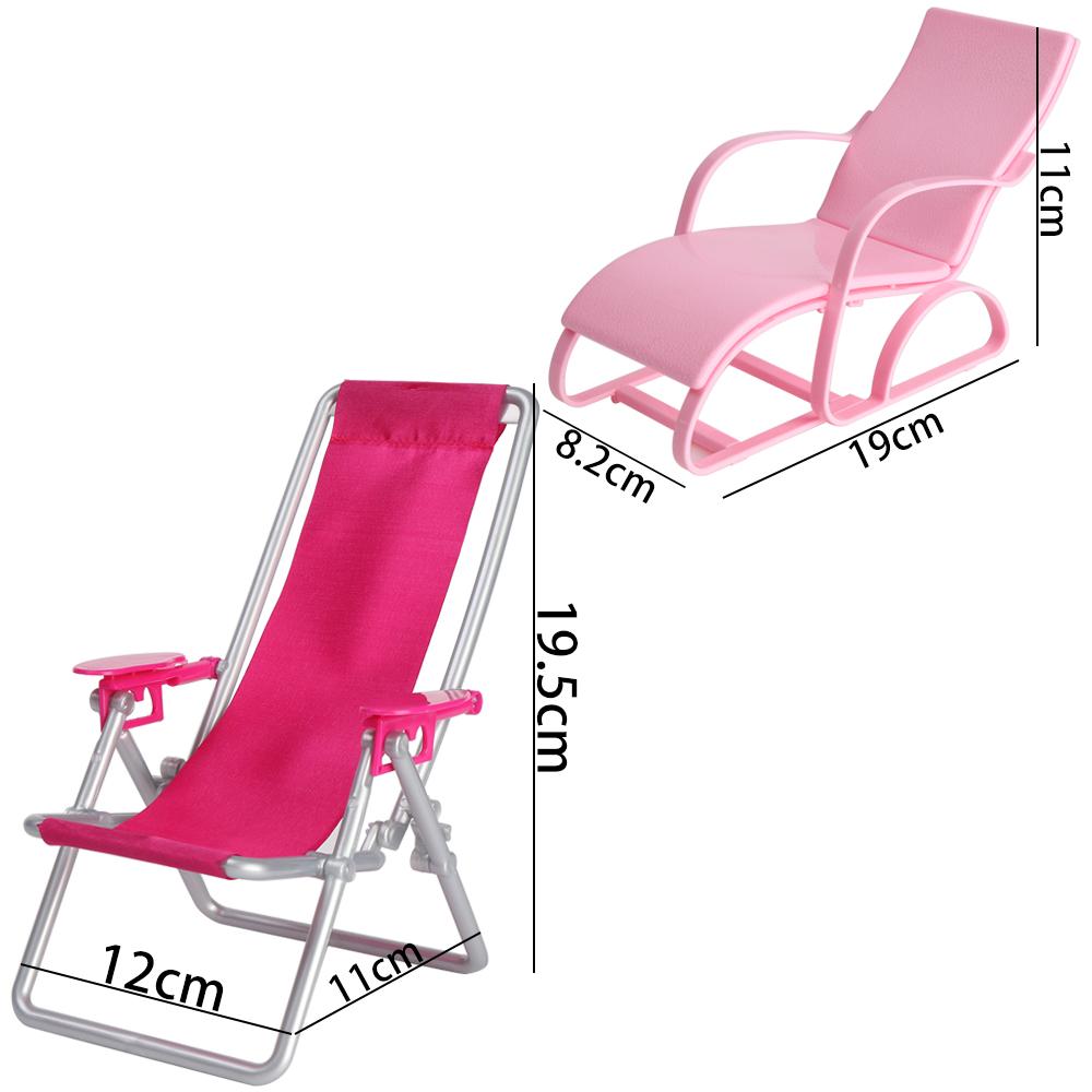 Furniture1:6/1:12 Plastic Garden Bench Chair Doll Beach Chair Foldable Deckchair Dollhouse Decor Doll Chair Toy Doll Accessories