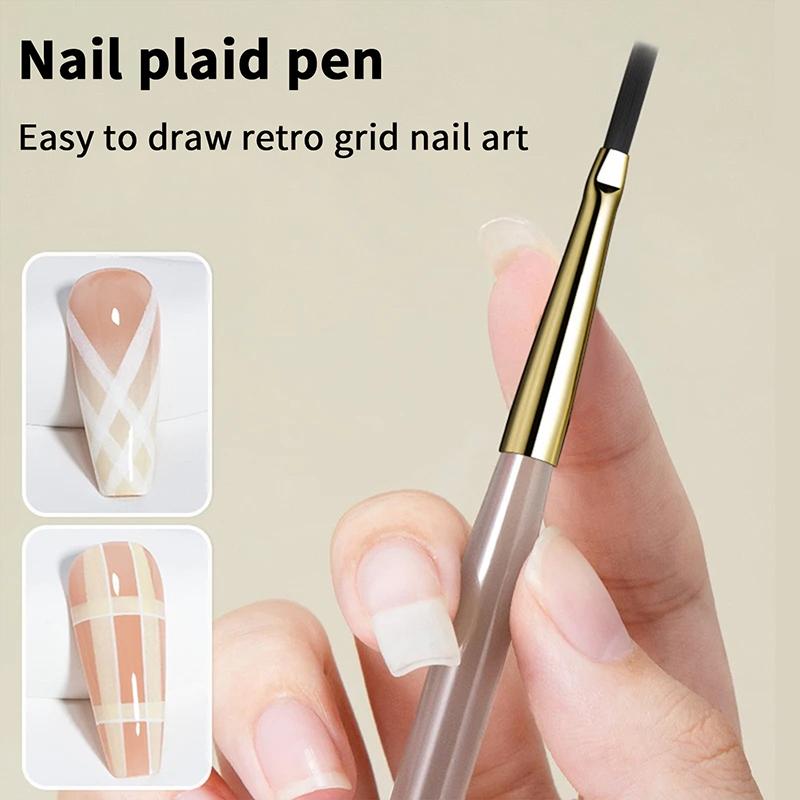 3Pcs Nail Art Brush Checker Nail Drawing Painting Line Brush Nail Art Tool Acrylic Painting Brushes Diy Design Manicure Tools