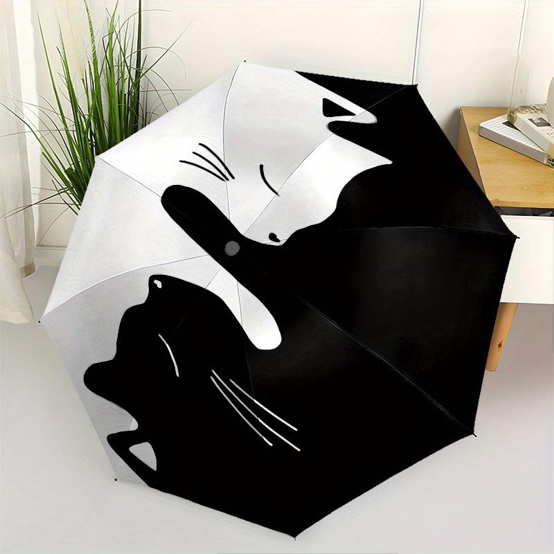

Cat, Minimalist Automatic Folding Umbrella 8 Ribs, Durable Iron Frame, Bright Color Pattern Compact Travel Umbrella, Suitable for Outdoor,