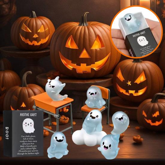 Halloween Mini Resin Spøkelse Miniatyr Selvlysende Spøkelsesfigur Søte Små Spøkelsespynt Overraskelsesleke til Hagefe-tilbehør