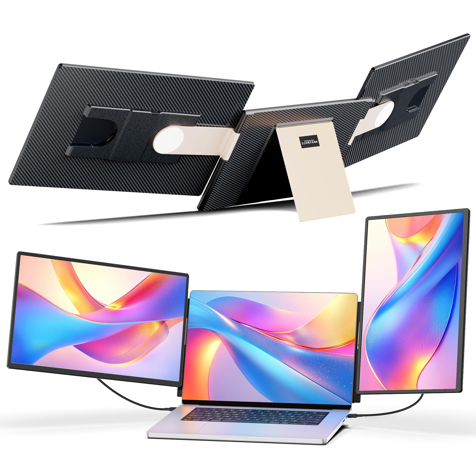 

LGGST S7 Портативний монітор з трьома екранами Дюймовий FHD 1080P IPS-панель з високою яскравістю 300 ніт NTSC Широка колірна гама Знімний Поворот дисплея Plug золотий