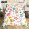 Kawaii Rabbit Duvet Cover Cute Pet Animal Comforter Cover Boho Floral Easter Eggs Bedding Set Happy Easter Gifts for Girls Teens