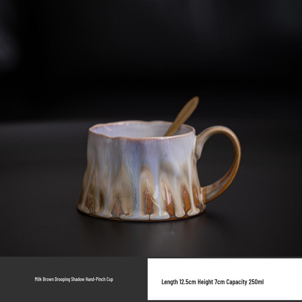 French Retro Ceramic Coffee Cup and Saucer Set with Ice Cream Bowl and Creative Leaf Design