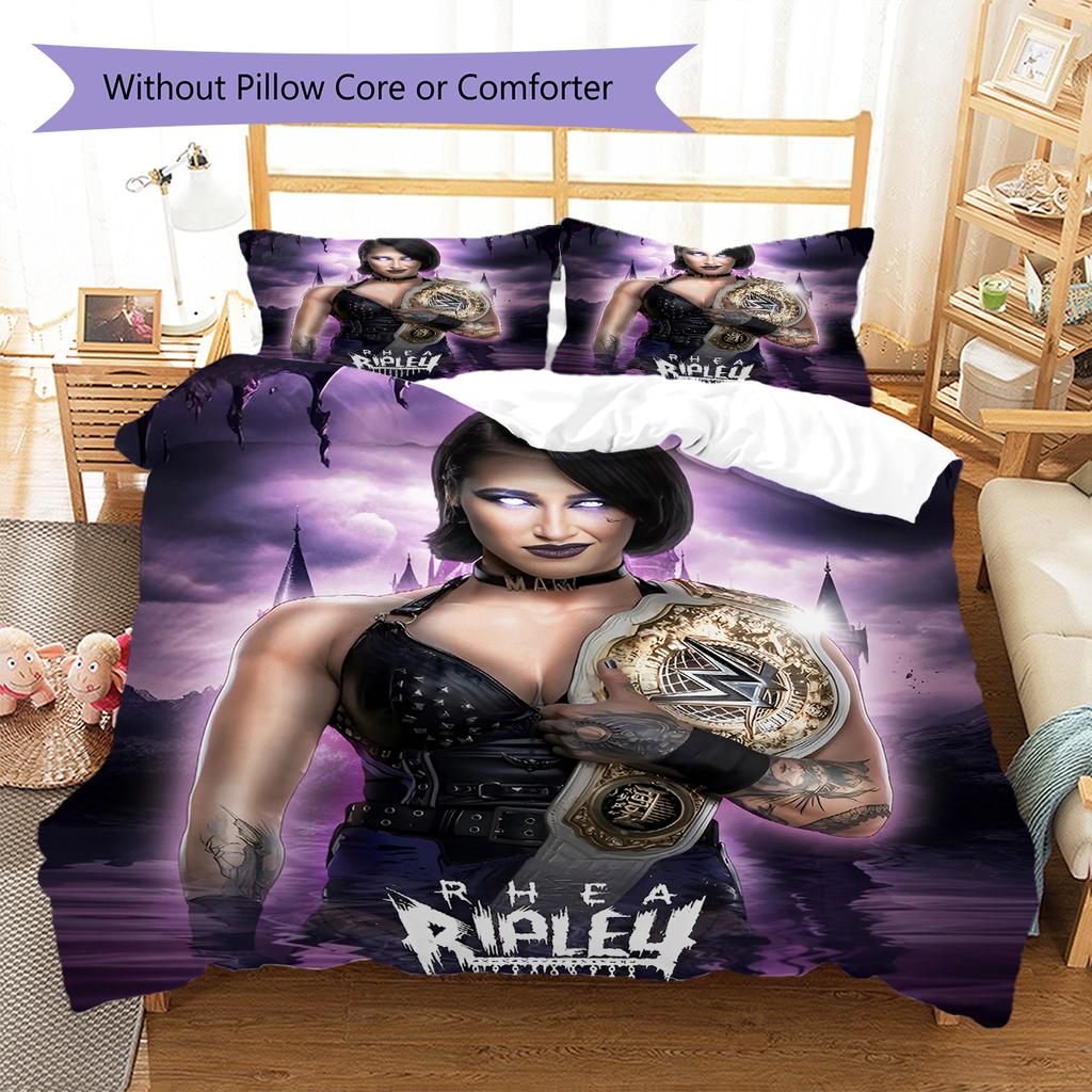 Biancheria da letto con motivo Rhea Ripley, Set piumone Copripiumone Federa Regalo di Compleanno per la Casa (1 * copripiumino + 2 * federa, senza nucleo)