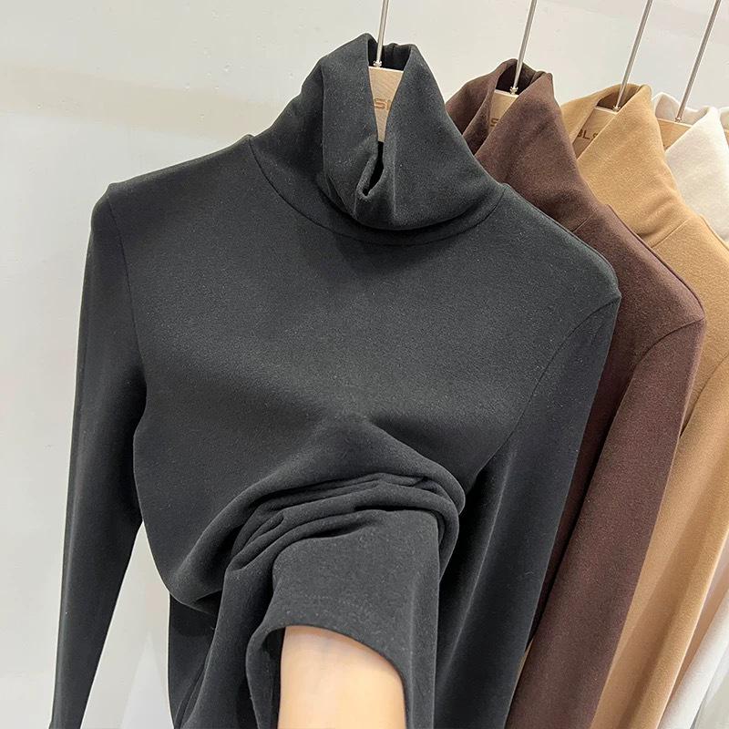

Women s Double-Sided Brushed Thick Base Layer Shirt - Slim-Fit Long-Sleeve Top for Autumn and Winter Warmth 2XL [60-65 kg] чёрный