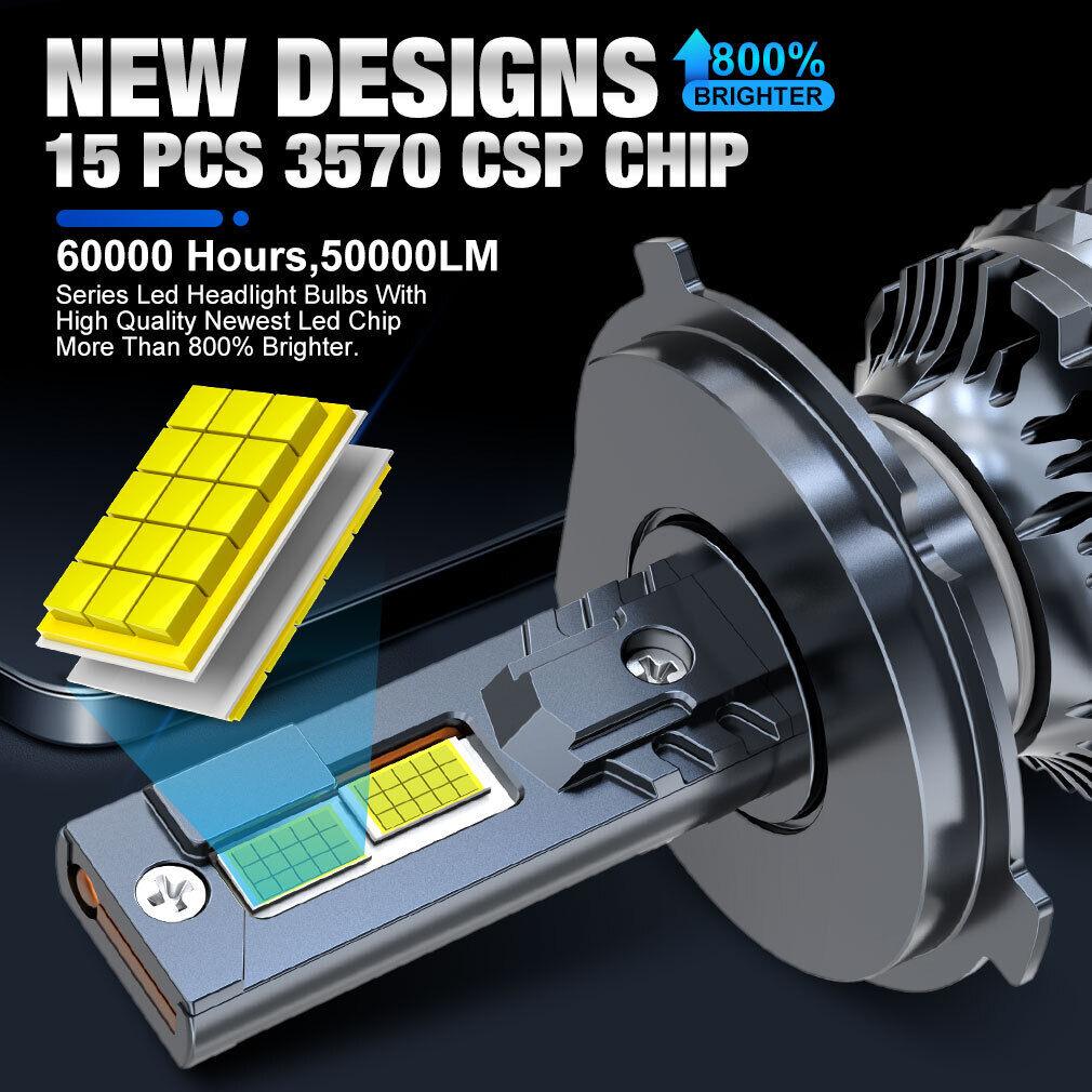 2 buc H7 LED 50000LM 120W H1 H4 H11 H8 9005 HB3 9006 HB4 9012 HIR2 Faruri LED Canbus de înaltă putere 6000K CSP Becuri cu diodă Lampă de ceață automată 12V