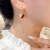 Retro Oil Dripping Rhinestone Double Heart-shaped Pendant Stud Earrings for Women Fashion Temperament Girls Jewelry
