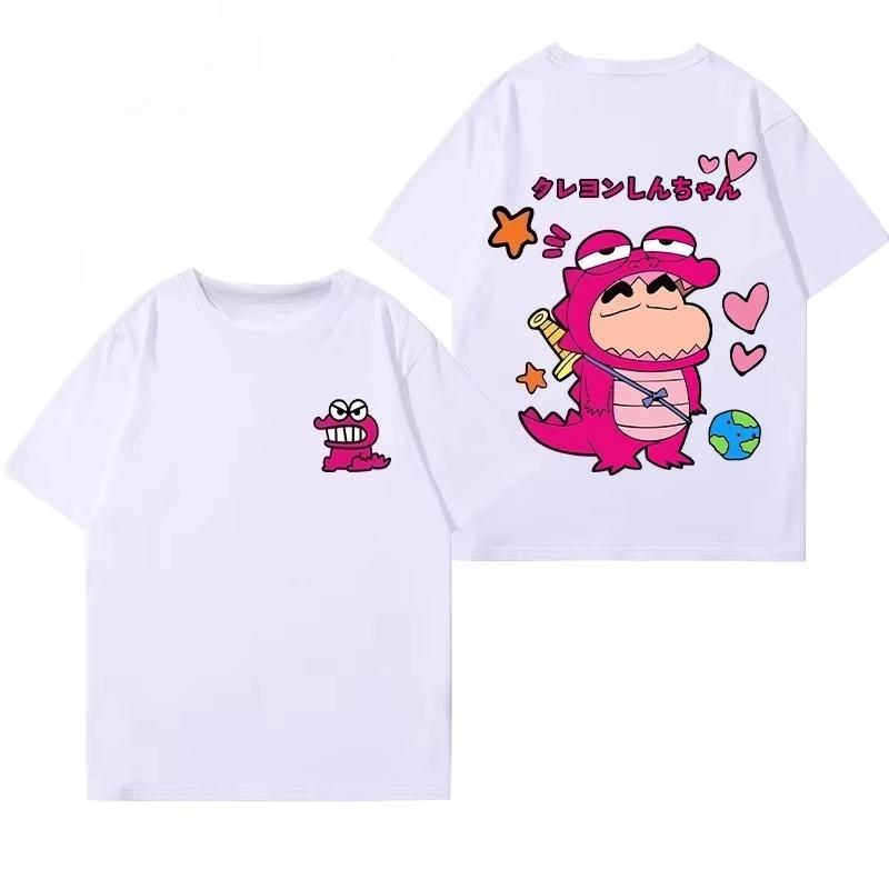 MINISO Crayon Shin-chan Co-branded Waniyama San Grafik T-Shirt Sommer Niedlich Damen T-Shirt Mode Locker Paar T-Shirt