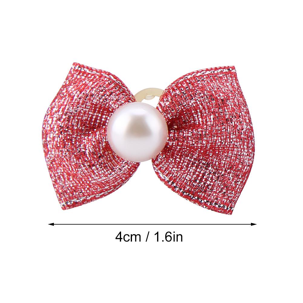30pcs Cat Puppy Bowknot Hair Rubber Bands with Fake Pearl Pet Hair Accessories