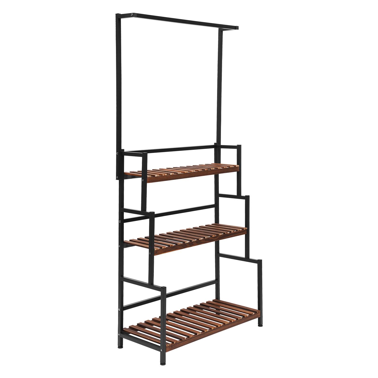 

3 Tier Hanging Plant Stand, 68 Inch Tall Indoor Plant Shelves for Multiple Plants Display Wood Plants Shelf with Metal Frame чорний