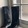 New Pointed-toe Straight Thigh-high Boots, Oversized Thick-heeled Trouser Boots, Women's Boots, Women's Shoes