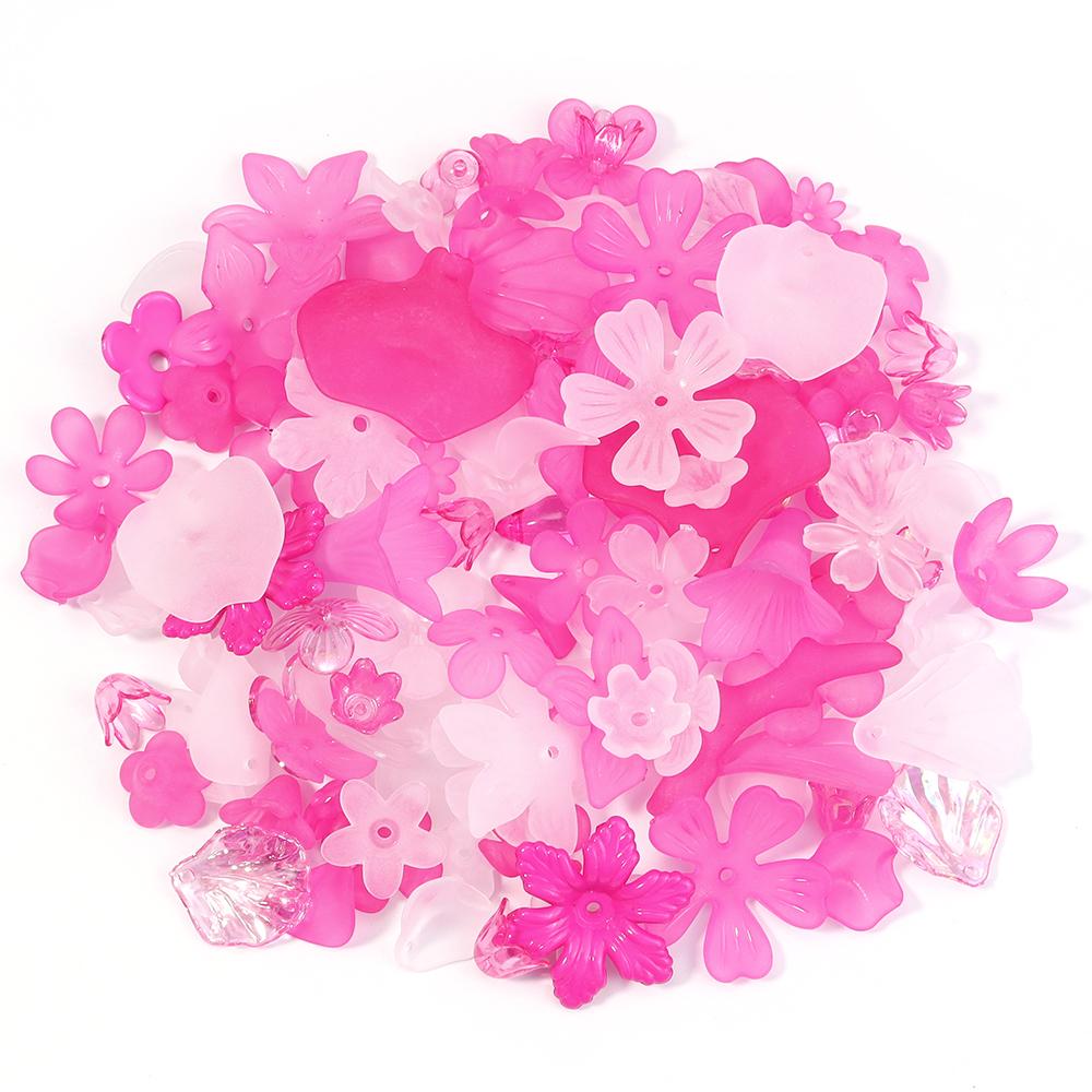 50g/lot Multistyle Acrylic Beads Colorful Flower Leaf Shape Loose Spacer Beads For DIY Handmade Phone Chain Keychain Accessories