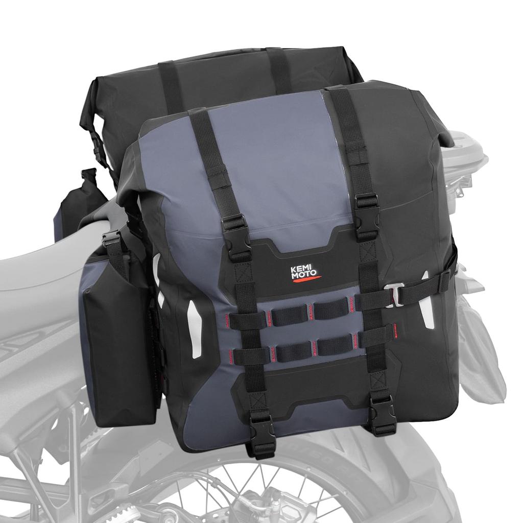 KEMIMOTO Motorcycle Side Bags and Right 52L Large Fully Waterproof and Heat with Bottle Holder (Left Set) - Capacity, Resistant, (KM1032)