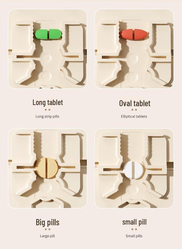 Multi-function Portable Pill Cutter and Splitter with Dual-division Pill Box