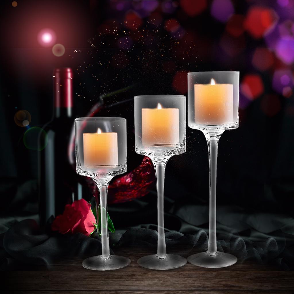 3pcs Elegant Tea Light Glass Candle Holders Wedding Decoration Party