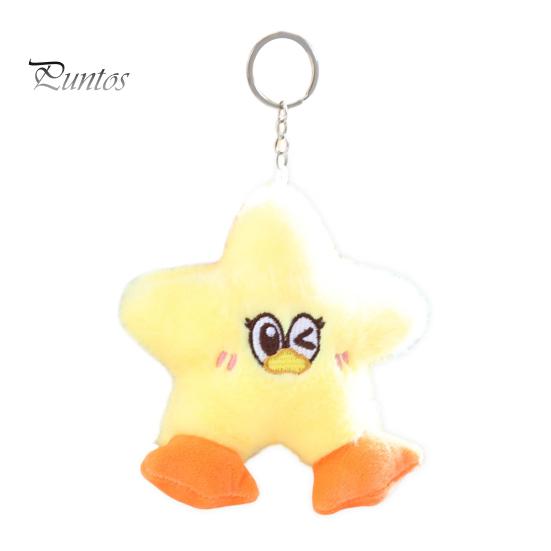 Playful Winking Duck Gift Star Plush Keychain, Soft Stuffed Animal Pendant with Embroidered Face, Fashionable Decoration Cute Cartoon Bag Charm