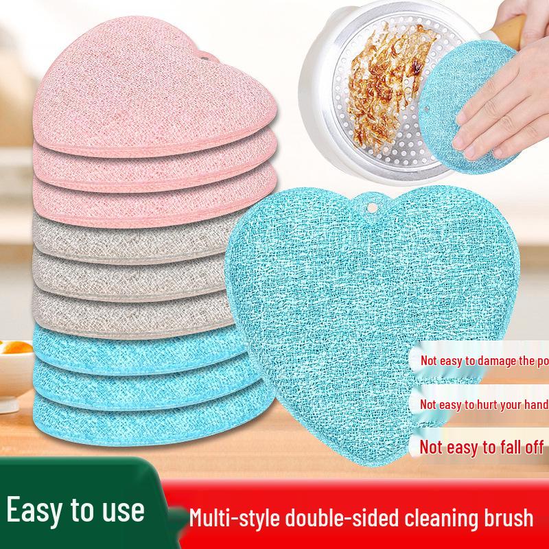 Двусторонняя утолщенная волшебная губка для мытья посуды Round Shape Double-sided Brush