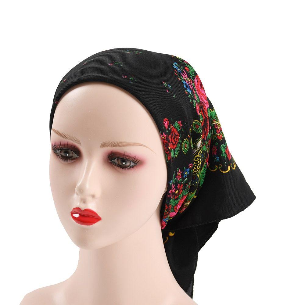 70X70CM Flower Head Scarf Polyester Hijab Headband High Quality Scarf Shawl