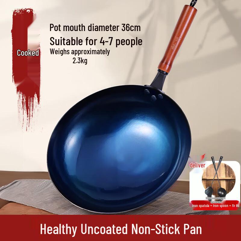 Traditional Hand-Forged Wrought Iron Wok