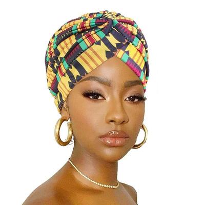 Women Print Flower Knot Cancer Ruffle Chemo Hat Beanie Scarf Turban Head Wrap Knitted Cap Hair Loss Accessories
