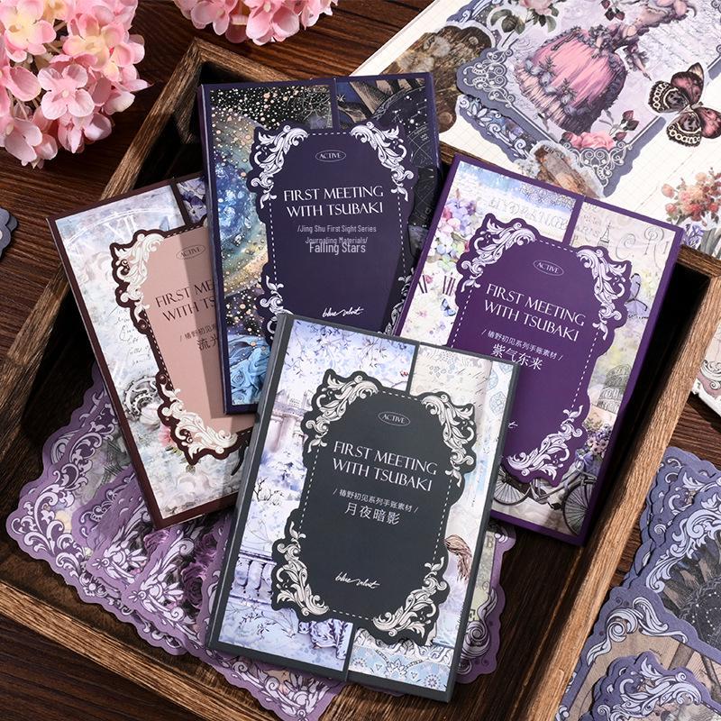Retro Floral Paper & Collage Stickers: Artistic Diary Decor