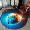 Large Round Rug 3D Starry Sky Earth Universe Map Non-Slip Astronomy Themed Floor Mat for Living Room Bedroom Soft Blue Planet