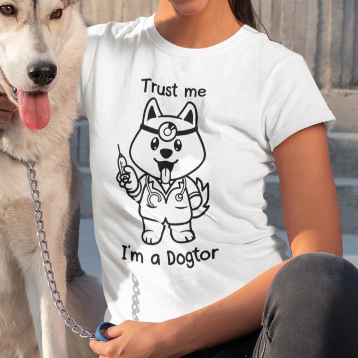 

Trust Me I m a Dogtor Dog Doctor Cartoon Sayings Fun Funny Ladies T-Shirt L