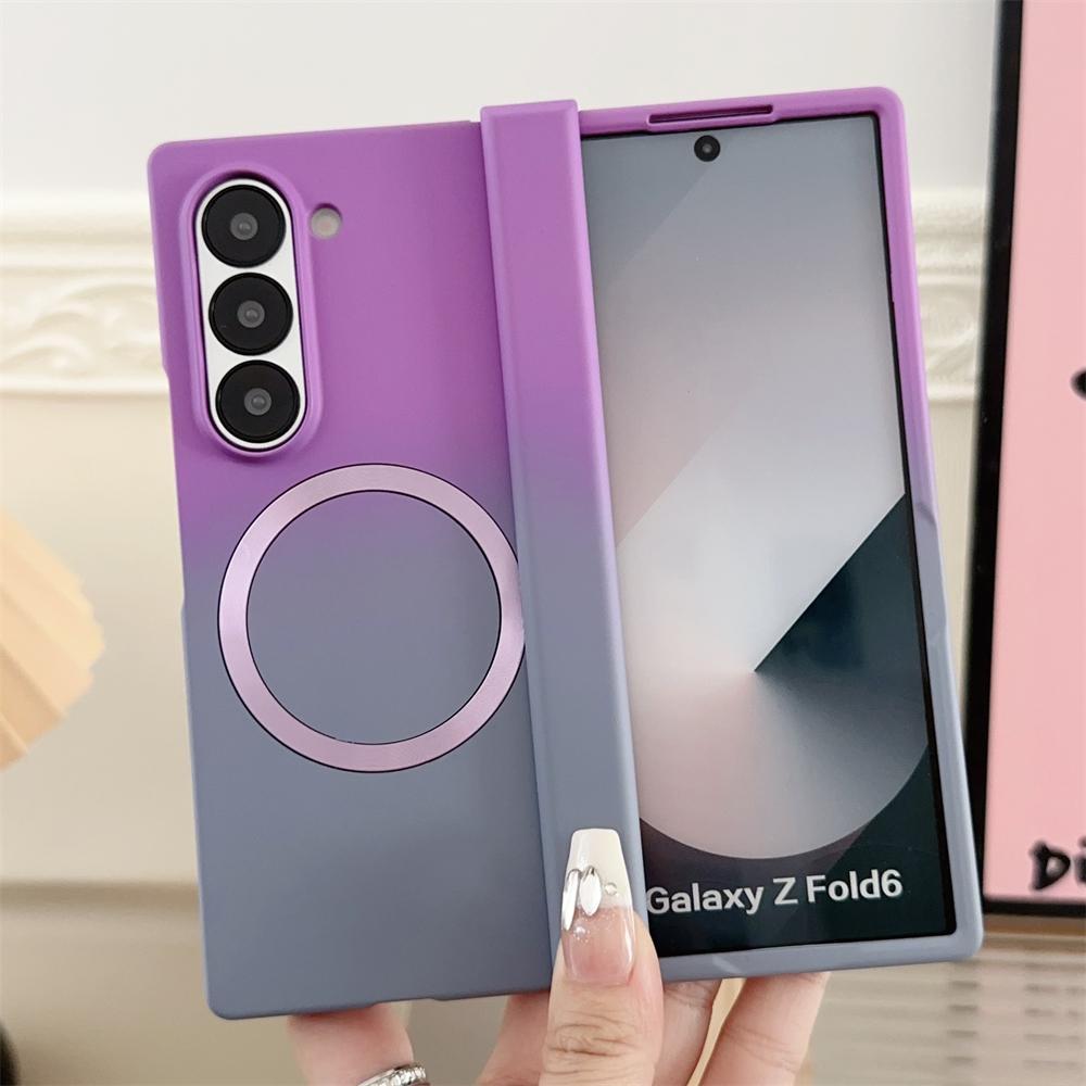 Custodia Magnetica Bicolore a Gradiente in Silicone Liquido per Samsung Galaxy Z Fold 7 6 5 4 Zfold3 Custodia per Ricarica Magsafe