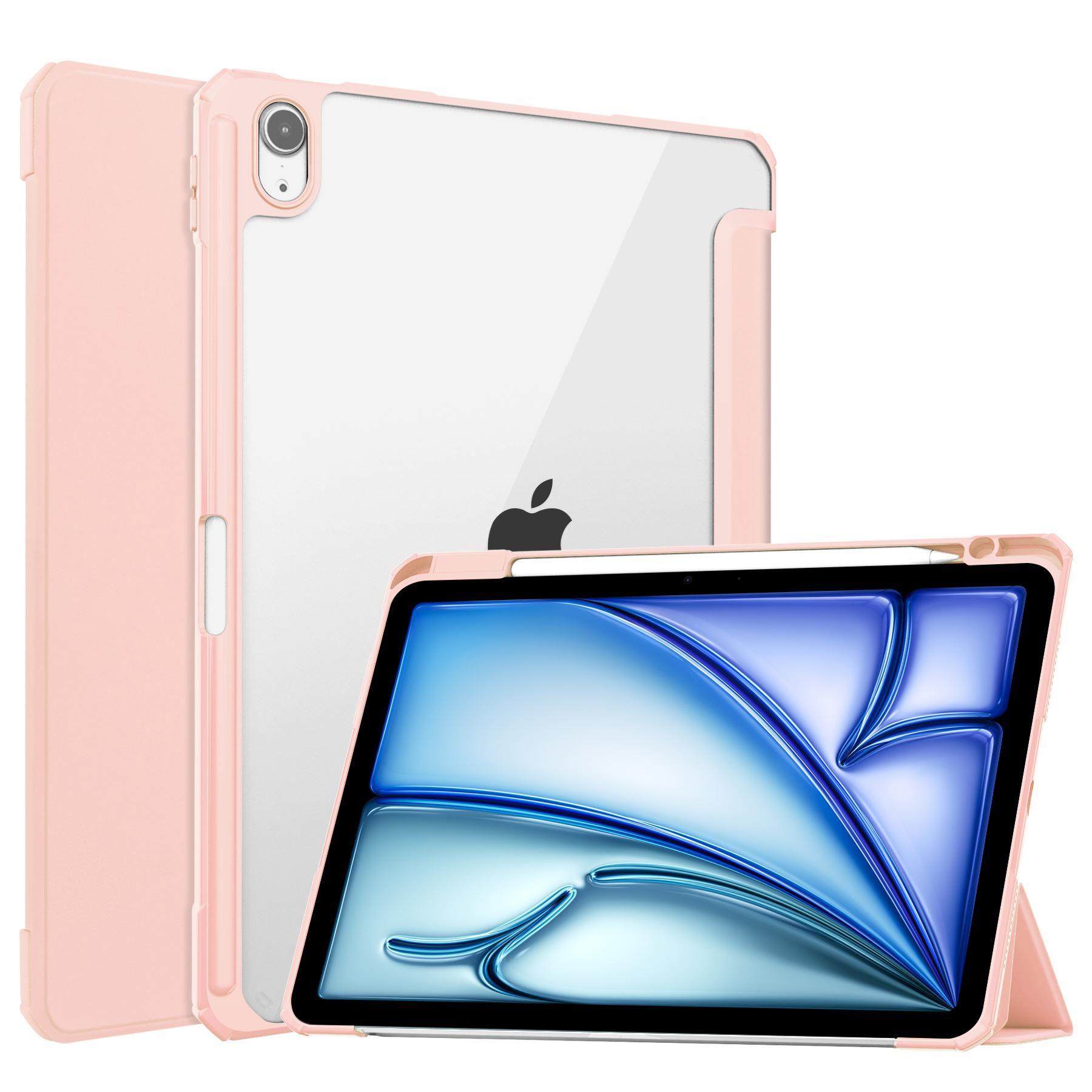 

Для iPad Air 11 (2025)/(2024) Чохол для планшета з прозорого акрилу та шкіри, підтримка автоматичного сну/пробудження Pink