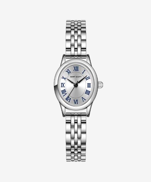 [St. Scott LONDON] St. Scott LONDON Eggshell Metal Watch - Silver ST1102SSS NONE
