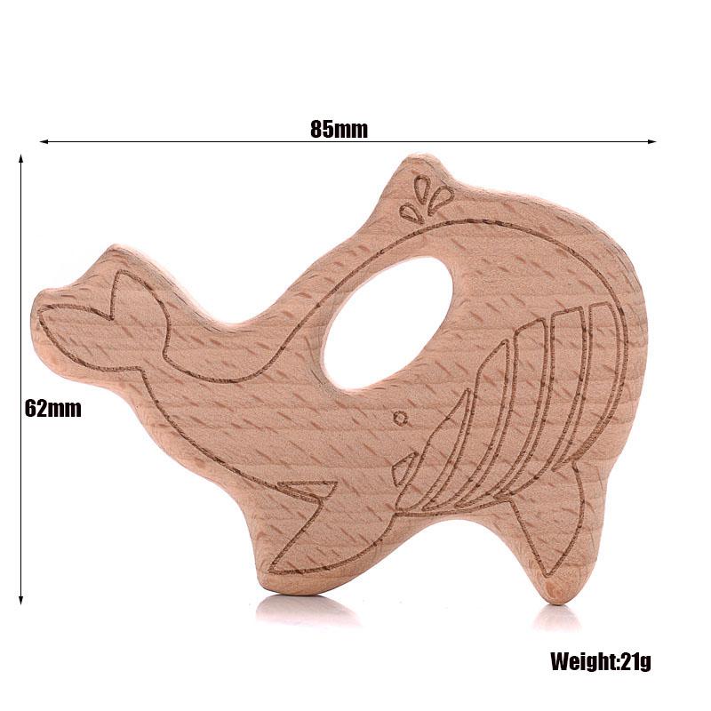 1Pcs Baby Teether Wooden Food Grade Cartoon Animals Natural Beech Wood Teething for Baby Rodent Teether Necklace Nursing Toy