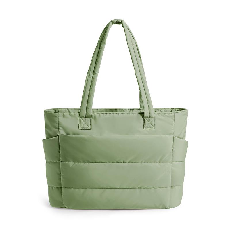 Puffer Tote Bag for Women, Lightweight Shoulder Handbag with Laptop Compartment & Multiple Pockets, Fashion Work Bag