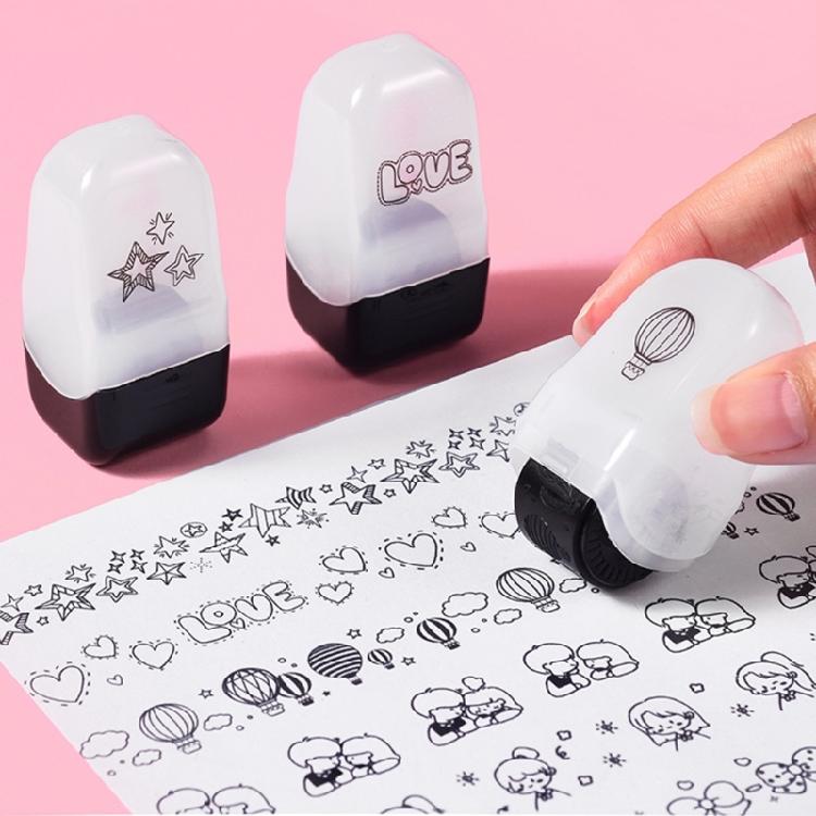 6Pcs Creative Cartoon Roller Stamp Set For Children Student Card Making Scrapbooking Journal Album Art Craft Project