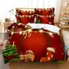 Christmas Bedding Set Polyester Duvet Cover Quilt Comforter Pillow Case 3D Red Double Full King Queen Twin Single Bedroom
