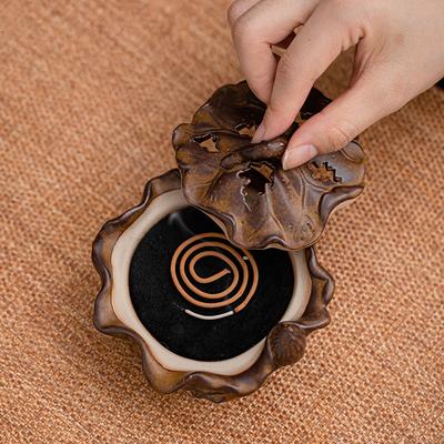 Brûleur d'encens à assiette recouverte en céramique, Petit porte-encens, Décoration de bureau pour la maison, Accessoires de cérémonie du thé