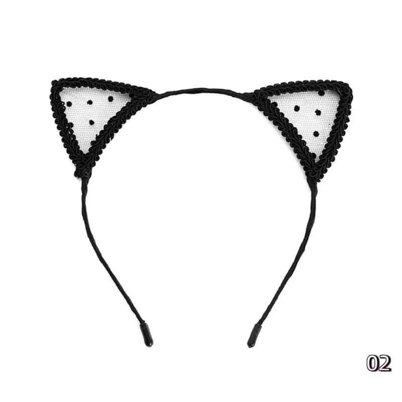 Sexy Bunny Ears And Cat Ear Rabbit Ear Hair Accessory Lace Feathe-r Headband for Women Cosplay Costume Party Headwear