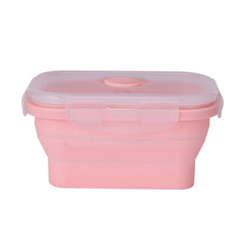 Silicones Collapsing Food Storage Container Heat Resistant Wipeable Portable for Home Outdoors розовый