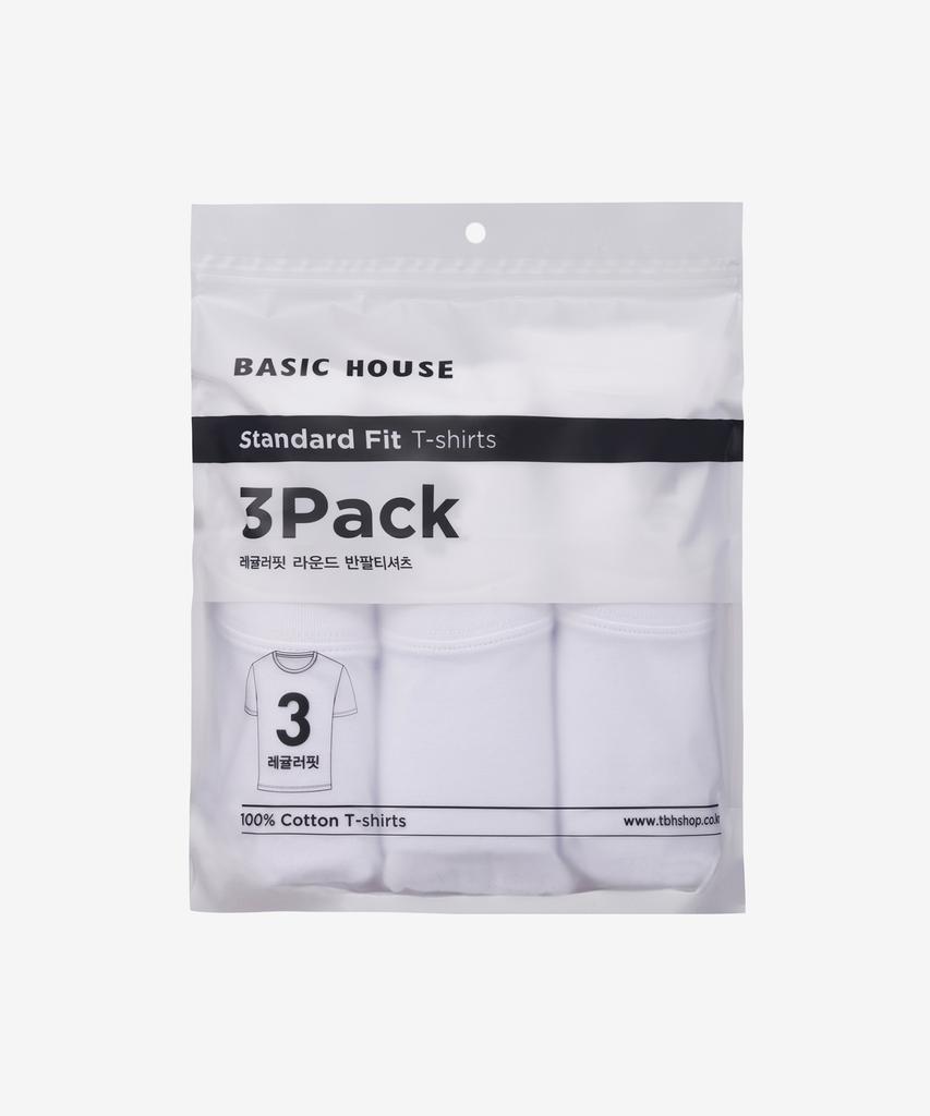BASIC HOUSE [3Pack] Uni Pure Cotton Round Neck Short Sleeve T-Shirt 3-Pack Lats0127