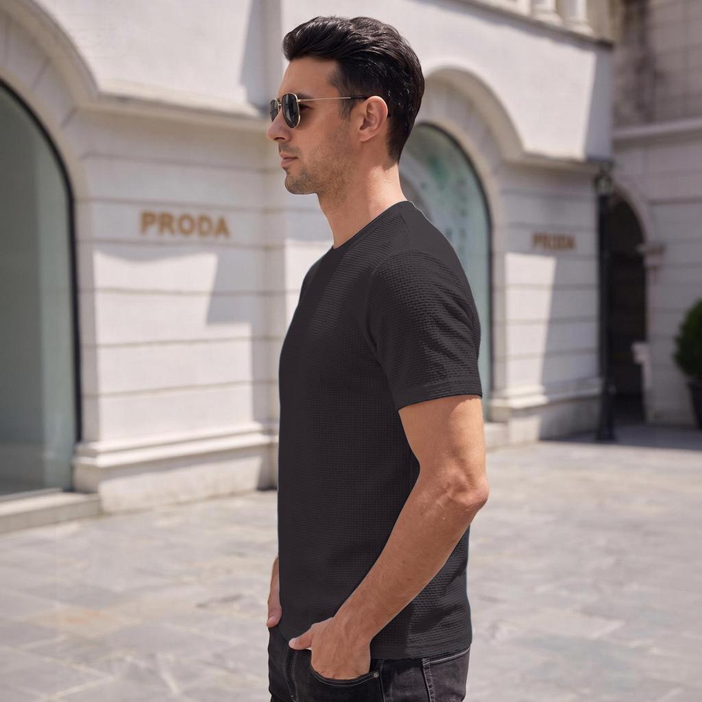 Mesh Ice Silk T-shirt Men's Short Sleeved Round Neck Half Sleeved Men's Base Shirt Men's T-shirt Quick Drying