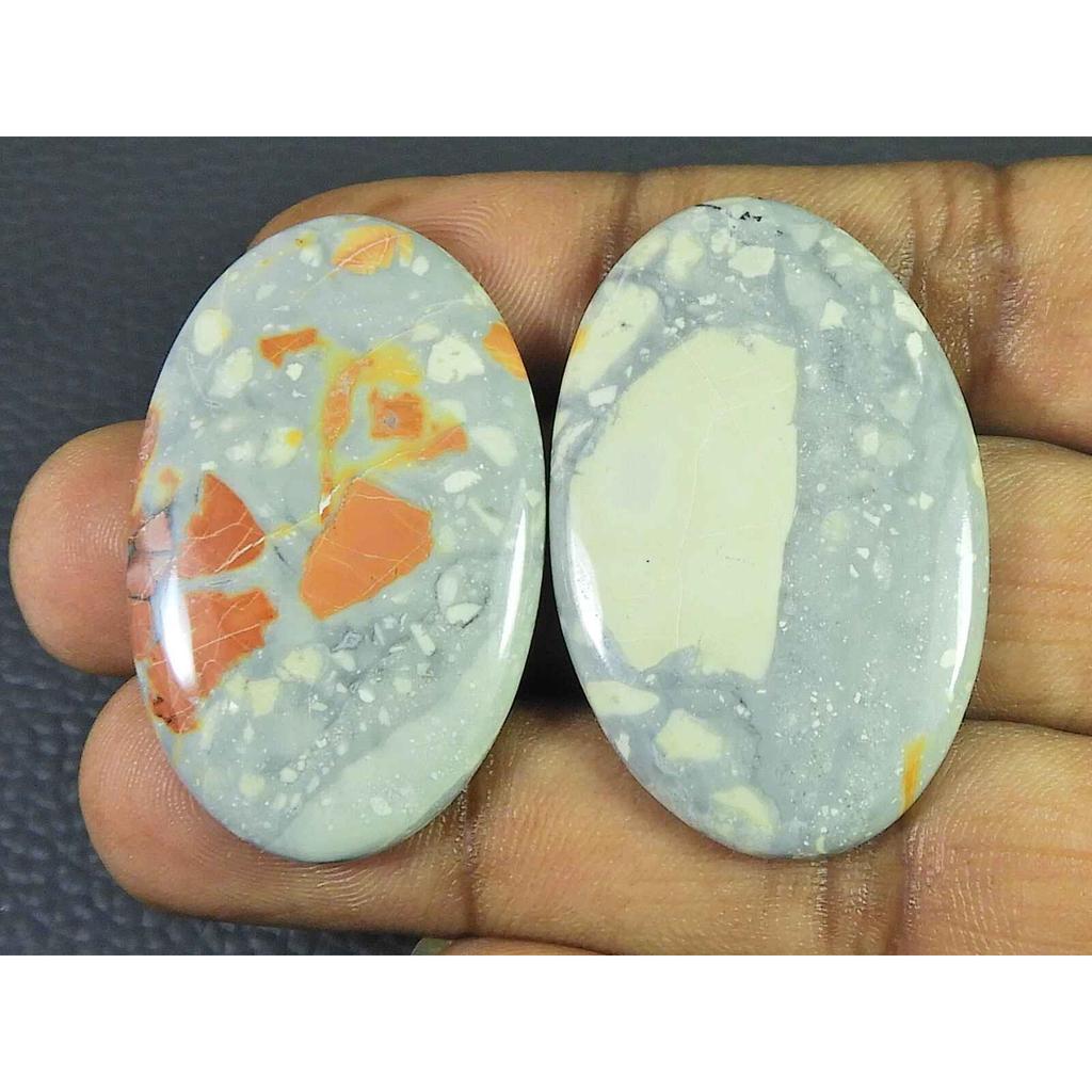 AAA Maligano Jasper Oval Shape 2Pcs Cabochon Loose Gemstone 114Cts. 41-43MM SK-3479
