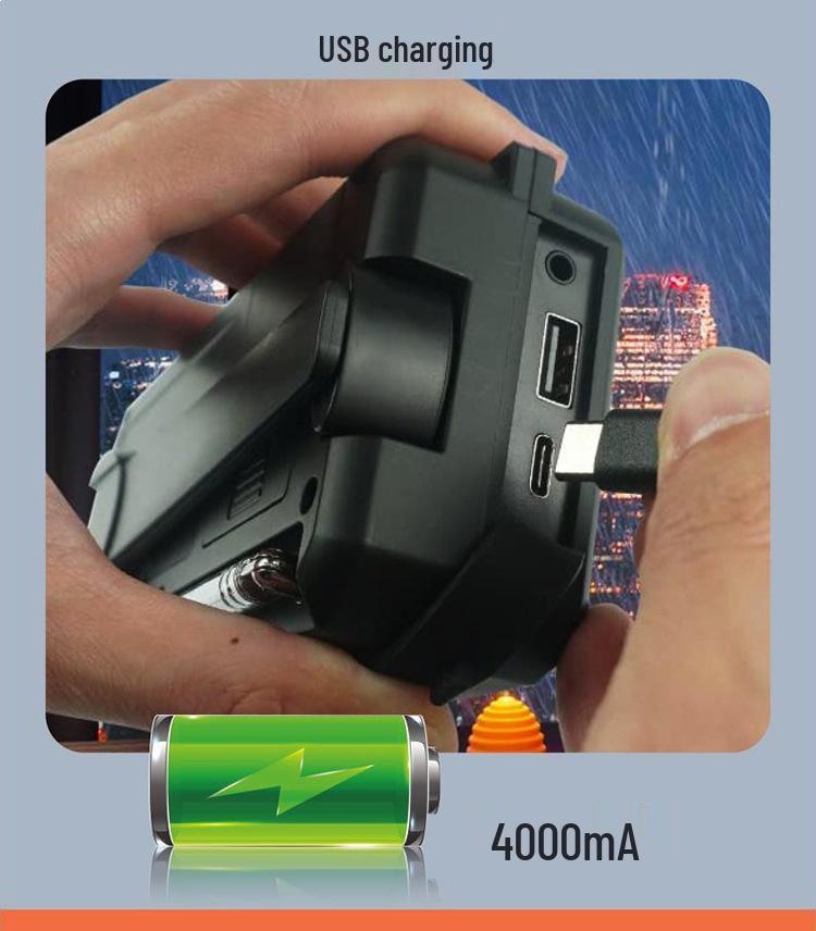 Solar-Powered Multi-Function Emergency Radio and Flashlight with Hand Crank and Power Bank