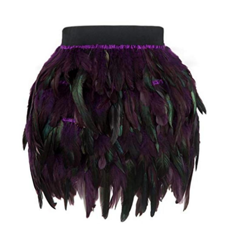 Luxurious Peacock Feather Skirt Stage Outfit Irregular Half Skirt