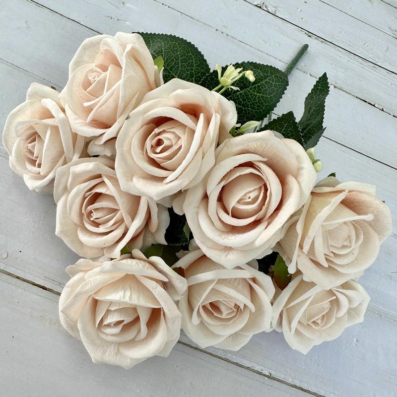 

9 Heads silk Rose Artificial Flower Bouquet Home Table Vase Deco Floral Arrangement Accessories Photo Prop Valentine s Day Gift шампанского