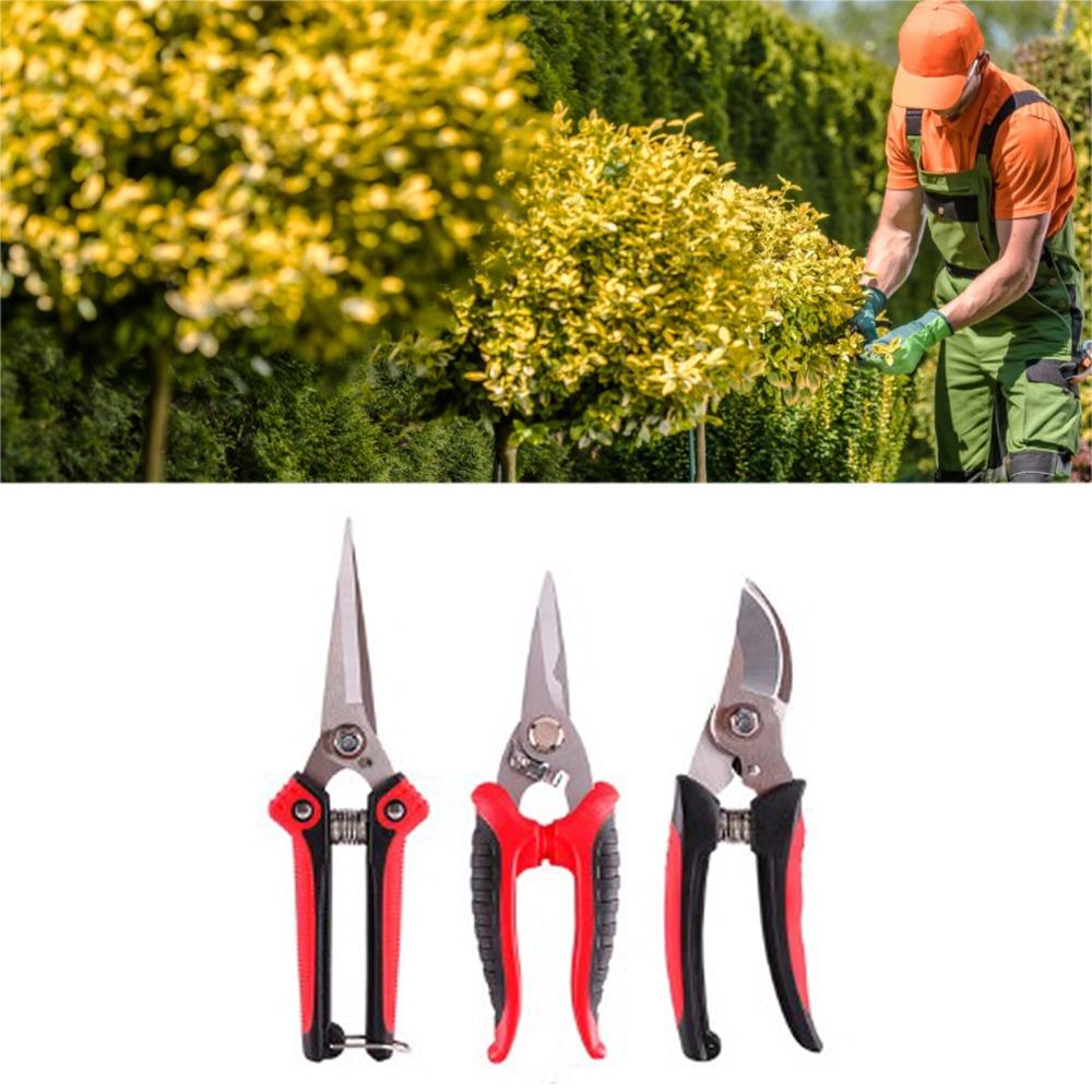 Silver and Red Pruning Shears Set Heavy Duty Bypass Pruners Professional Flower Shears