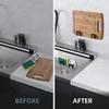 Stainless Steel Sink Tray Drainer Rack Kitchen Sink Sponge Holders Self Adhesive Hook Storage Holder Kitchen Wire Rag Organizer