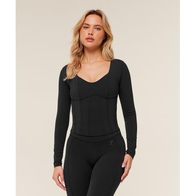 Corset Long Sleeve Crop Top Gs Black B6b9v Bb2j